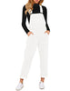Brilliant White Women's Casual Stretch Denim Bib Overalls Pants Pocketed Jeans Jumpsuits