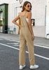Khaki Women's Button Down Pocket Straight Leg Vintage Casual Overalls