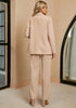 Rugby Tan Women's Business Casual 2 Piece Blazer Jacket Straight Leg High Waisted Pants Suits
