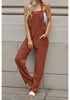 Rust Brown Women's Casual Baggy Linen Overall Summer Pockets Bib Overalls