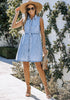 Roadknight Blue Denim Dress for Women Sleeveless Babydoll Button Down Short Jean Dresses Cute Summer