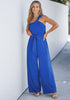 Royal Blue Comfy Sleeveless Belted Jumpsuits & Long Rompers for Women