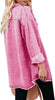 Magenta Pink Button-Up Oversized Women's Denim Shacket