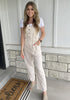 Pearled Ivory Women's Button Down Pocket Straight Leg Vintage Casual Overalls