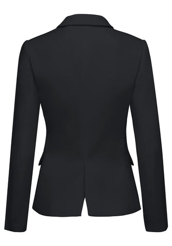 Womens Notched Lapel Pockets Button Work Office Blazer Jacket Suit