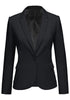 Front view of black back-slit notched lapel blazer's 3D image