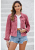 Brick Red Acid Washed Denim Jeans Jacket