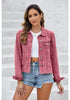 Brick Red Acid Washed Denim Jeans Jacket