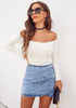 Bay Blue Tulip Ruched Denim Mini Skirt