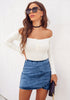 Reef Blue Tulip Ruched Denim Mini Skirt