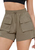 Khaki Women's Casual Lightweight Athletic Pocket Drawstring Shorts High Rise Sports Short