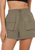 Khaki Women's Casual Lightweight Athletic Pocket Drawstring Shorts High Rise Sports Short
