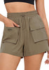 Khaki Women's Casual Lightweight Athletic Pocket Drawstring Shorts High Rise Sports Short