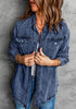 Bay Blue Button Down Tunic Denim Shirt Jacket