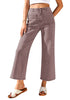 Pecan Brown Women's High Waisted Denim Wide Leg Jeans Pants Trouser