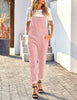 Pink Women's Casual Stretch Denim Bib Overalls Pants Pocketed Jeans Jumpsuits